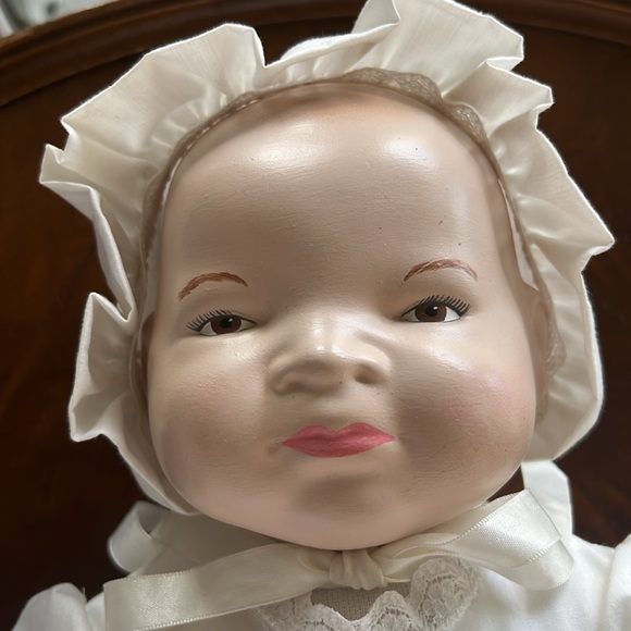 Vintage Porcelain Baby Doll in Christening Gown - Picture 8 of 9